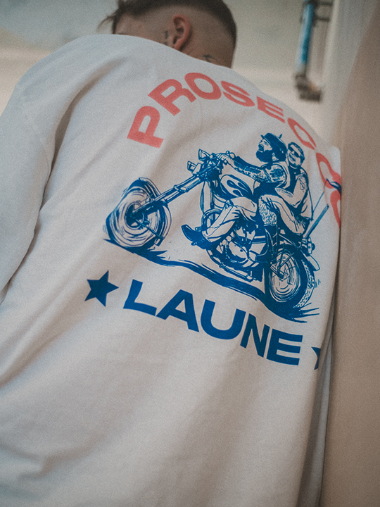 Proseccolaune Biker Longsleeve (white) - Priba Printworks