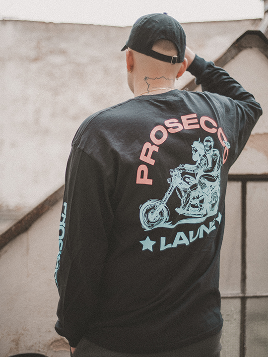 Proseccolaune Biker Longsleeve (black) - Priba Printworks