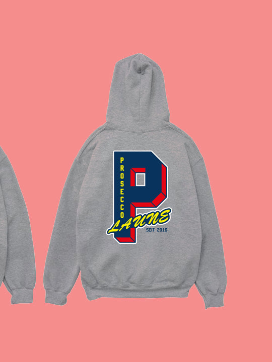 Proseccolaune „Hochschul" Hoodie (Heather Grey) - Priba Printworks